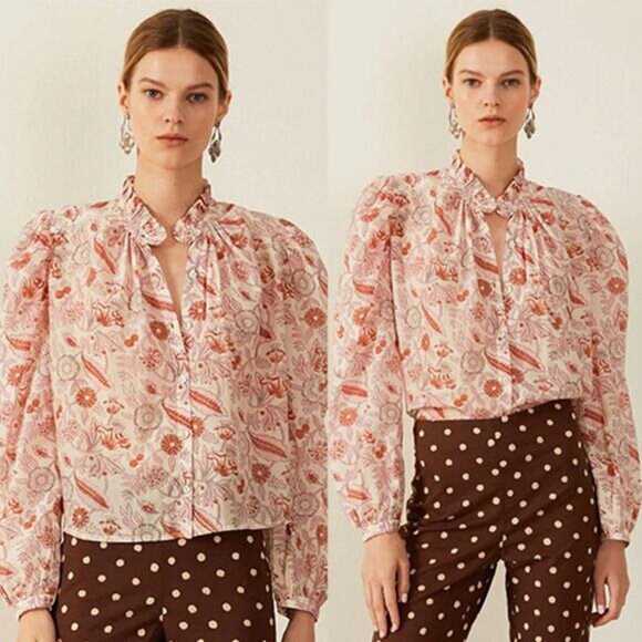 NWT Alix of Bohemia Annabel Camellia Floral Puffed Women's Shirt Size: Medium - Picture 9 of 9
